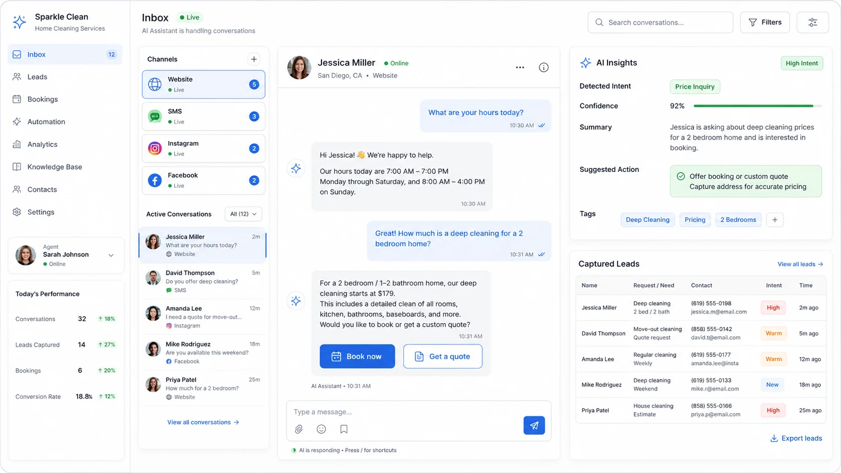 AI Customer Assistant interface